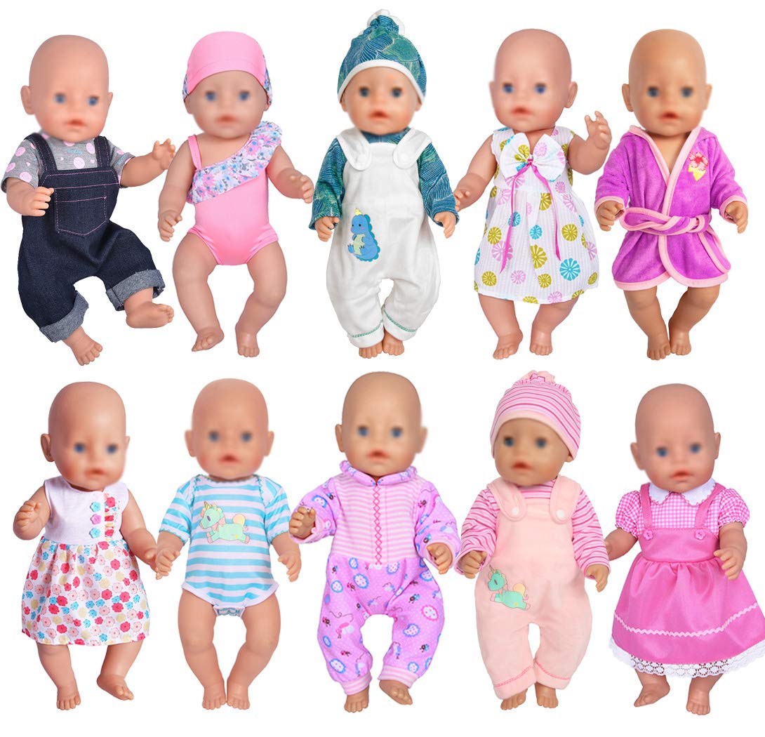 ebuddy 10 sets of doll clothes outfits for 14 to 16 inch newborn baby dolls and 18 inch American girls