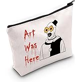 JXGZSO Horror Movie Lover Gift Clown Movie Cosmetic Bag With Zipper Art Was Here Halloween Themed Gift Clown Pouch Bag