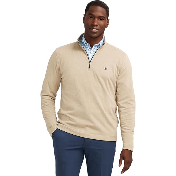 Stacy Adams Men's Quarter Zipped Pullover Sweater (Large, A-Cream