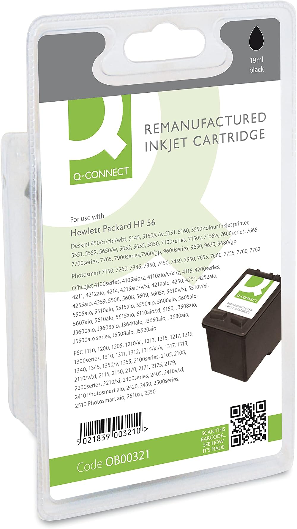 Q-Connect Black Ink for HP 56 Cartridge - 635 Pages