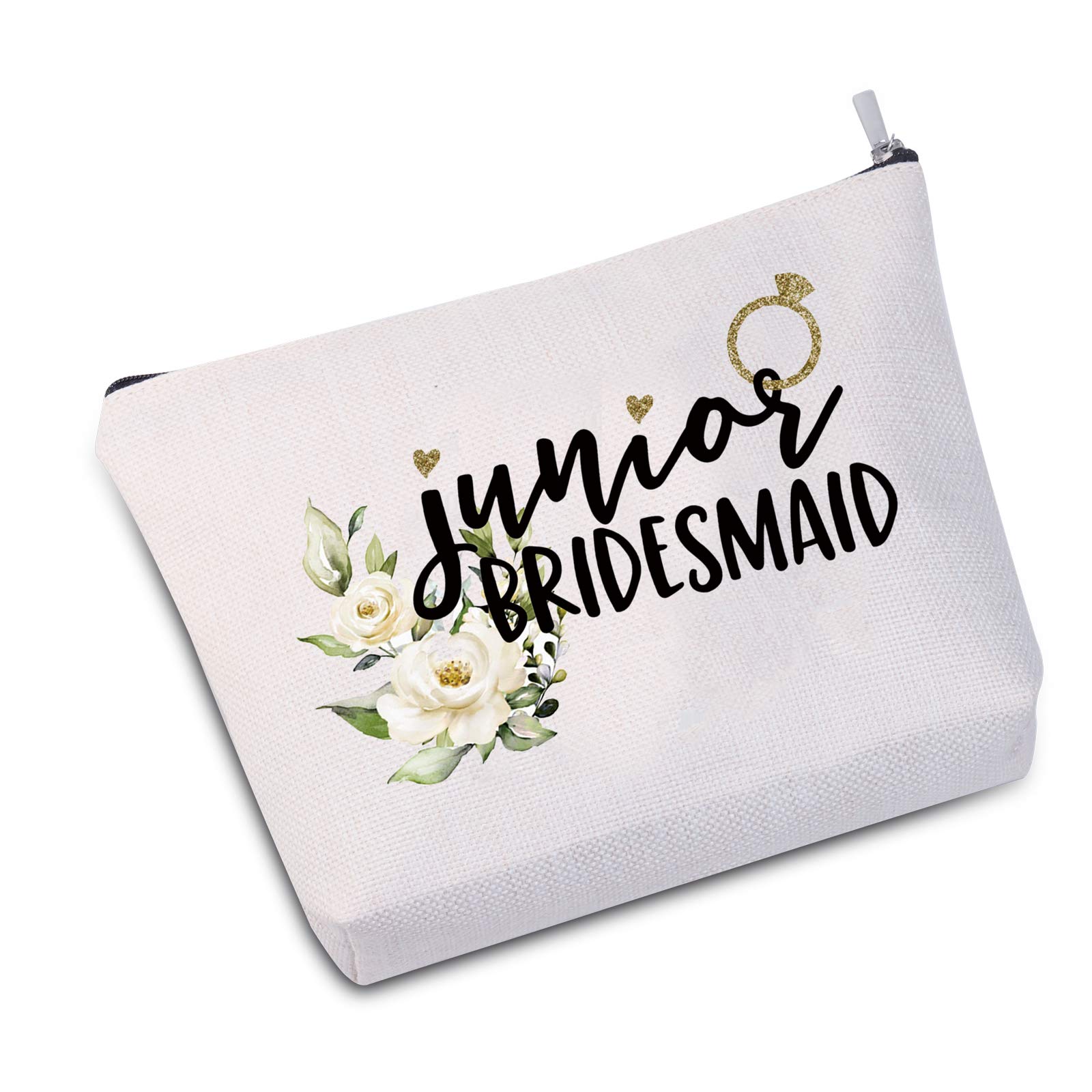 JXGZSO Junior Bridesmaid Gift Junior Bridesmaid Makeup Bag Cosmetic Bag Bridal Party Gifts (Junior Bridesmaid Bag)