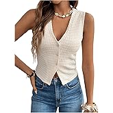 GORGLITTER Women's Sleeveless Knit Sweater Vest Top Dressy Trendy Business Casual Button Up Work Blazer Vests Waistcoat