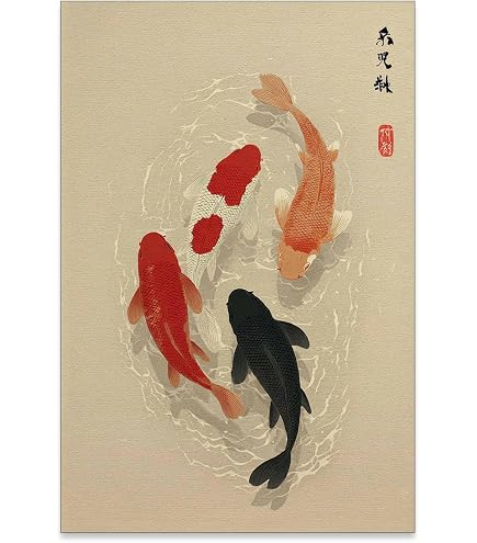 Amazon.com: Artery8 Two Japanese Koi Carp Fish Bright Watercolour