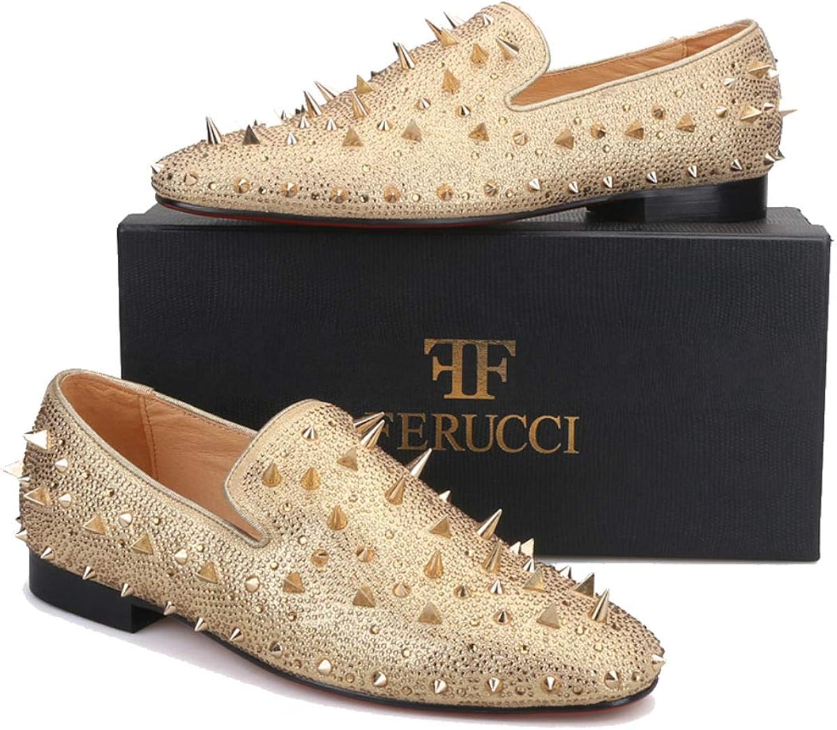 rose gold spiked loafers mens