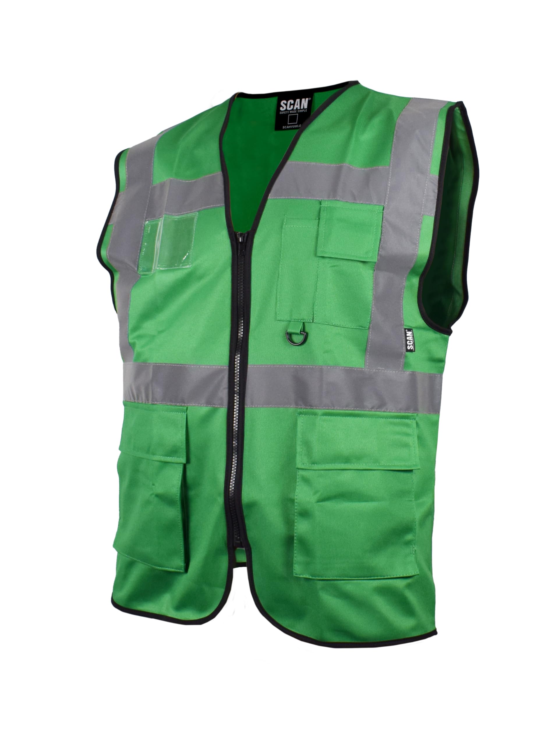 Scan Hi-Vis Utility Vest Waistcoat Green - XL