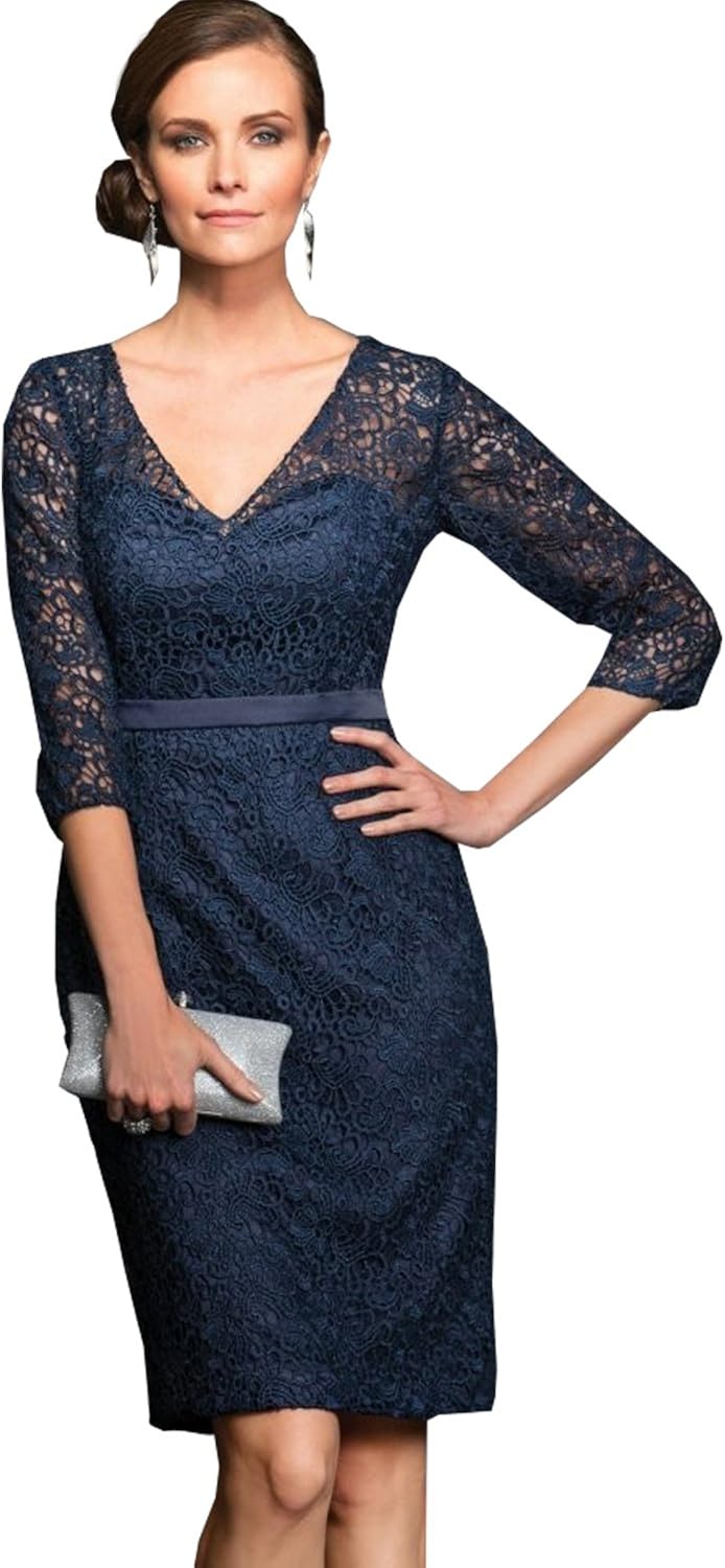 blue lace mother of the bride dress