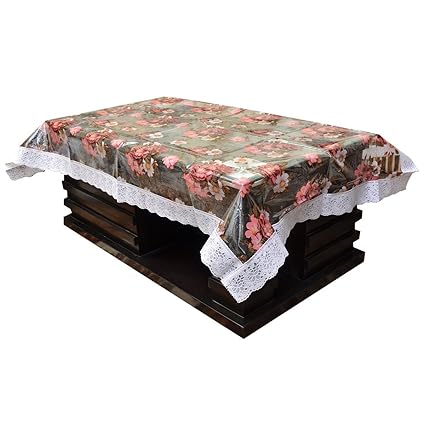 Kuber Industries PVC Center Table Cover for 4 Seater Pink