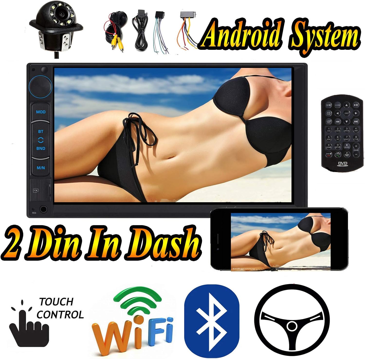 ZhanGe for Suzuki Grand Vitara 2005-2012 4-Core 7" Android Double Din Car Stereo Moirr Link for Nav GPS in Dash MP3 FM AM Player Bluetooth 4G WiFi SWC AUX USB Head Unit+Free Back Up Camera