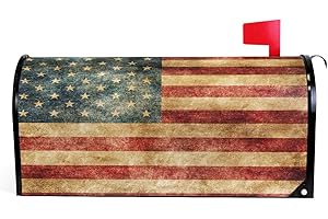 Wamika Vintage American Flag US Stars and Red Stripe Mailbox Covers Standard Size Patriotic American Star Stripe Magnetic Mail Cover Letter Post Box 21" Lx 18"