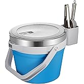 COKTIK 7L Vacuum Insulated Ice Bucket with Lid and Scoop& Tongs，Large capacity Stainless Steel Beverage Bucket for Cocktail, Champagne, Wine, Beer，Large Parties（Blue Suit）