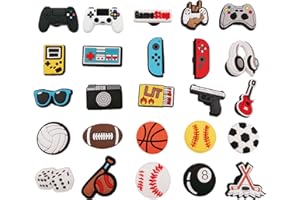 YMHOETS 25 30 Pieces Sports Shoe Charms for Boys Men Video Game Camping Fishing Clogs Shoe Decorations Charms Accessories for Kids Party Favor