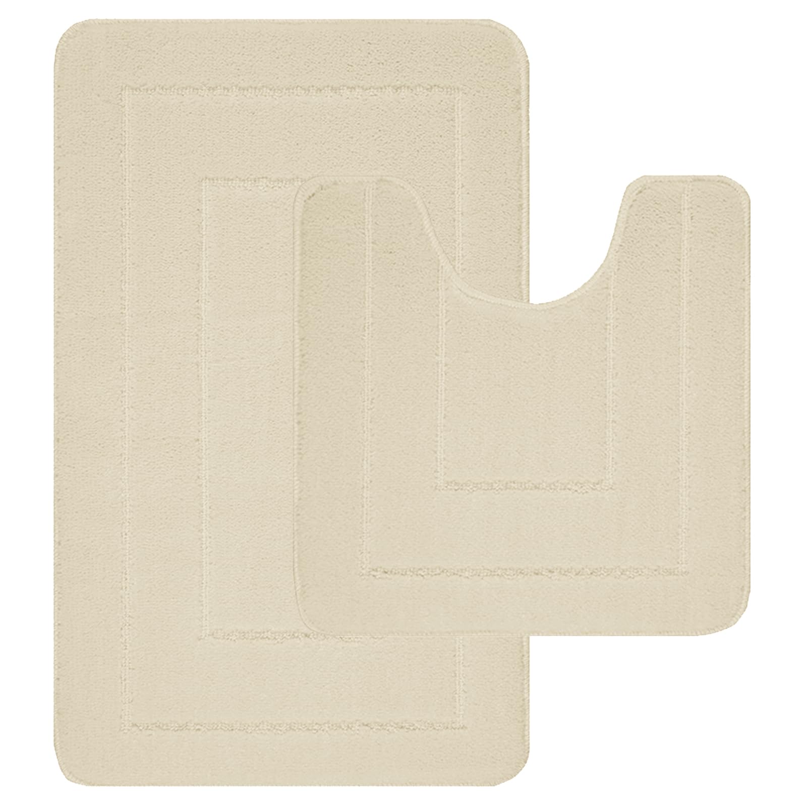 Lifestyle comfort ltd LSC Non Slip Bath Mat 2 Piece Ichra Extra Soft Water Absorbent Bathroom Mats 100% Polypropylene Pedestal Bath Rug Shower Bath Mat Bathroom Rug for Toilet (CREAM)