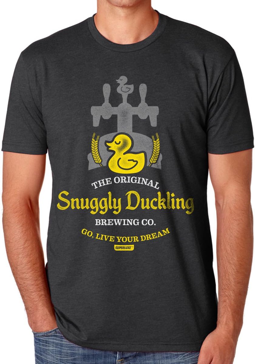 Mens Snuggly Duckling Brewing Co. T-Shirt, Charcoal, Small