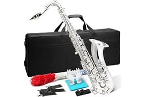 HAUKUIDT Tenor Saxophone B Flat Laquer Tenor Sax Professional Saxophone With Carrying Case, Reeds, Cleaning Cloth, Gloves, Neck Straps, Mouthpieces