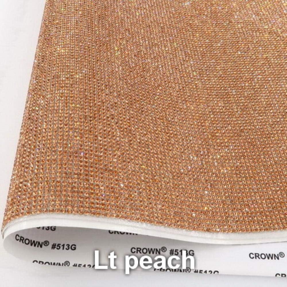 Self Adhesive SS6 2mm AB Colors Full Glass Crystal Rhinestone mesh Applique Banding roll Sticker Sheet Garment Shoes DIY Trim,Lt Peach