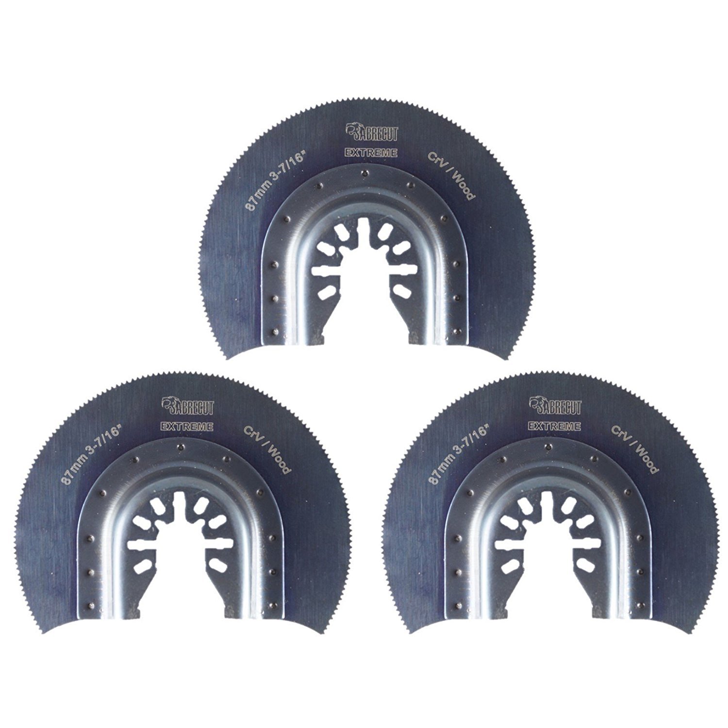 3 x 87mm SabreCut SP90F_3 Fast Fit Wood Blades Compatible with Dewalt Stanley Black and Decker Bosch Fein (Non-StarLock) Makita Milwaukee Hitachi Parkside Ryobi Worx Workzone Multitool Accessories