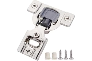 DecoBasics 10 Pack 1/2 inch Overlay Soft Close Cabinet Hinges for Kitchen Cabinets Door -Concealed Self Closing Face Frame Cabinet Hinges Brushed Nickel -Built-in Soft Close Hinges Damper-3 Way Adjust