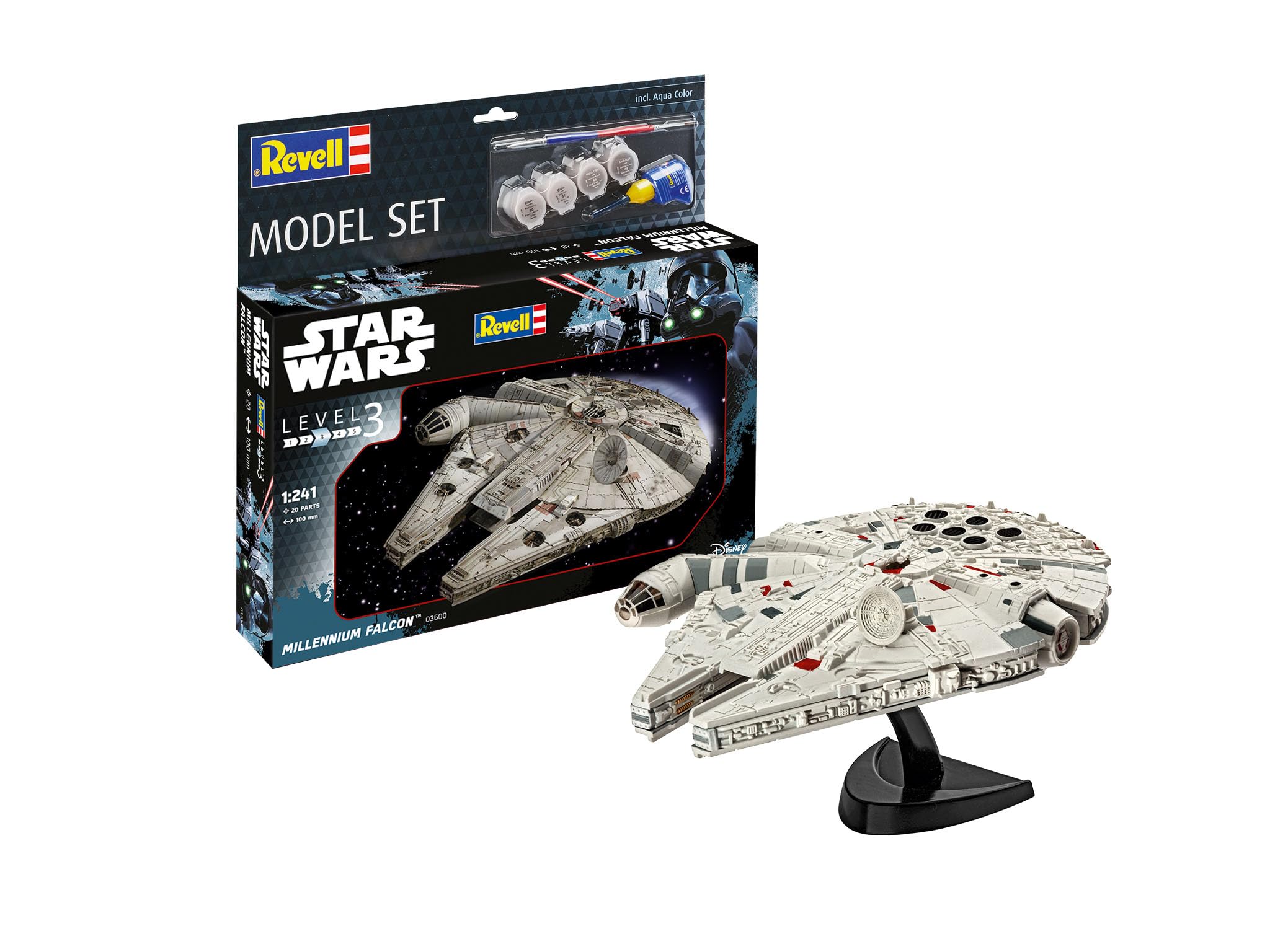 Revell 63600 Model Set Millennium Falcon 1:241 Scale Unbuilt/Unpainted Plastic Model Kit with Accessories