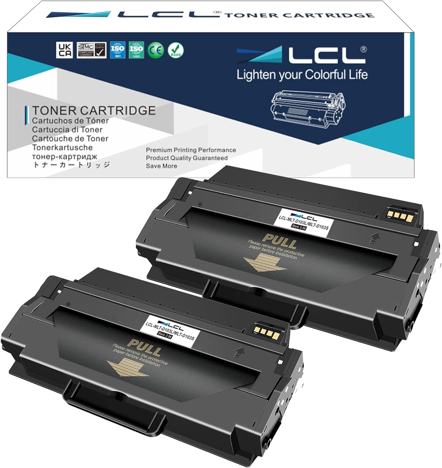 LCL MLT-D103L Toner Cartridge Replacement for Samsung MLT-D103L MLT-D103S 2500 Pages for Samsung ML-2950 ML-2950ND ML-2955DW ML-2955ND SCX-4726FN SCX-4728FD SCX-4729FD SCX-4729FW (2 Black)