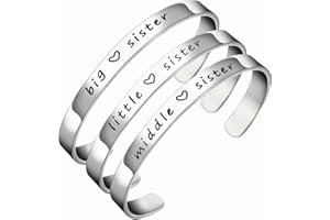 BESPMOSP Big Sis Middle Sis Little Sis Sister Cuff Bangle Bracelet Family Friend Gift for Women