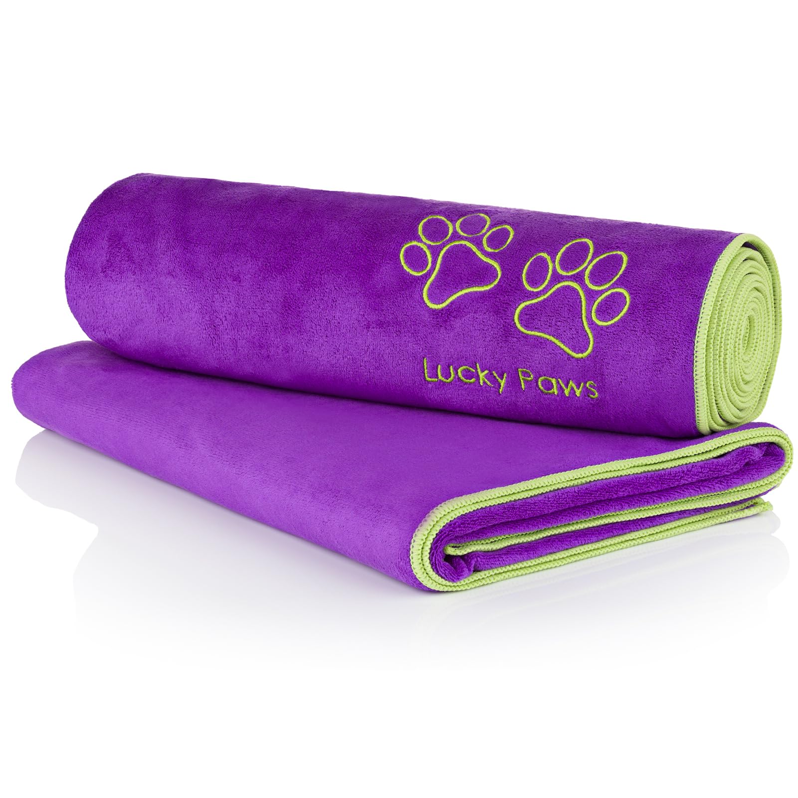 Lucky Paws® Extra Large 140x70cm Dog Towels - Super Absorbent, Luxuriously Soft, Fast Drying - Premium Microfibre (Pack of 2, Purple)