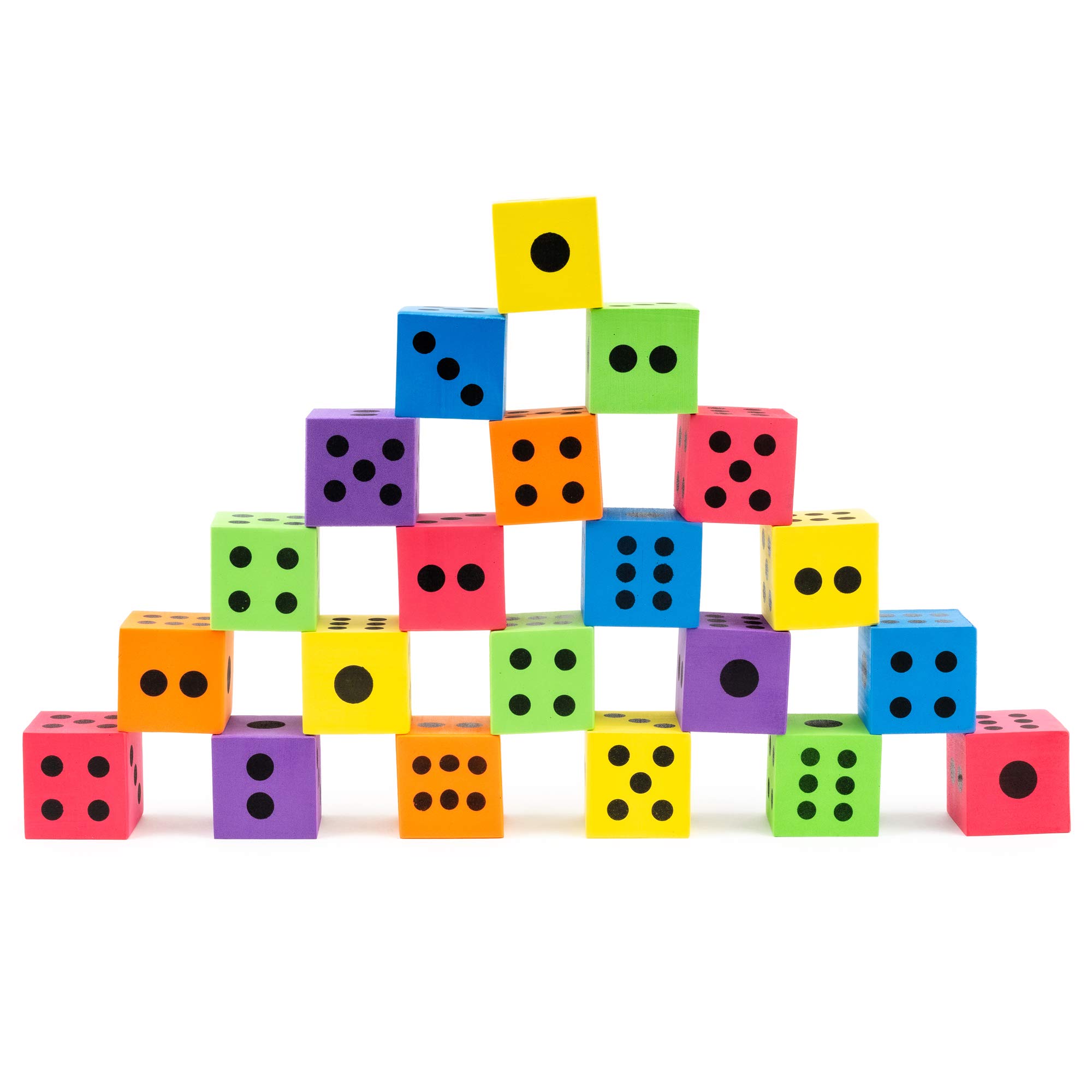 THE TWIDDLERS - 24 Large Soft Foam Dot Dice for Games and Education - 4cm