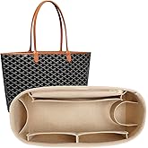 DOIAPUOS Tote Bag Organizer Insert for Saint Louis PM Size, Premium Felt Zipper Organizer with Cup Holder Tote Organizer (Beige)