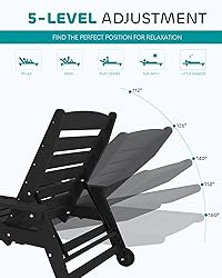 SERWALL Patio Chaise Lounge Chair, 5 Positions