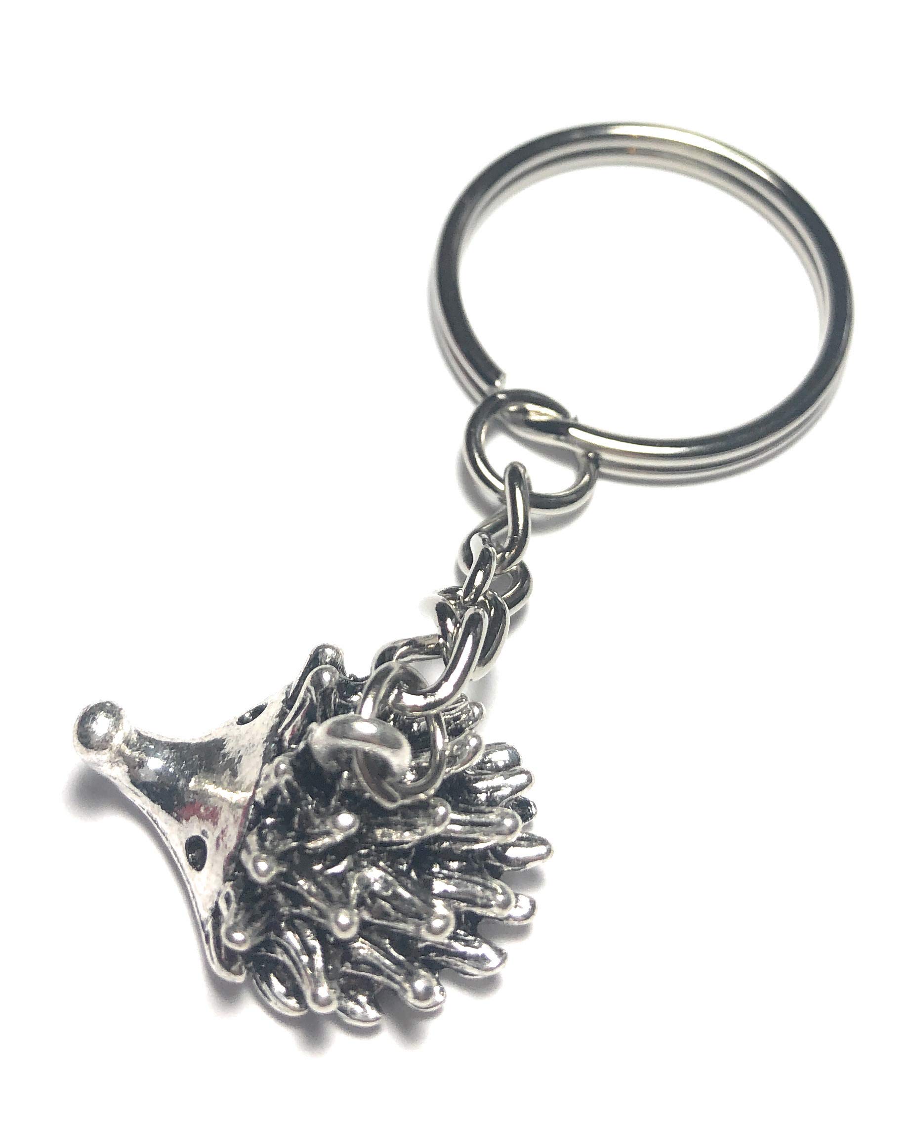 FizzyButton Gifts Hedgehog Charm Keyring Key Ring with Silver Tone Keychain
