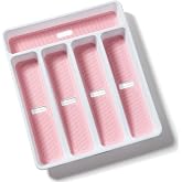 5-Compartment Silverware Organizer Tray with Icons for Kitchen Drawer | Non-slip TPR Linings，5-Compartment，High-quality Plastic，Fits Well In Standard Drawers，With Cutlery Icons