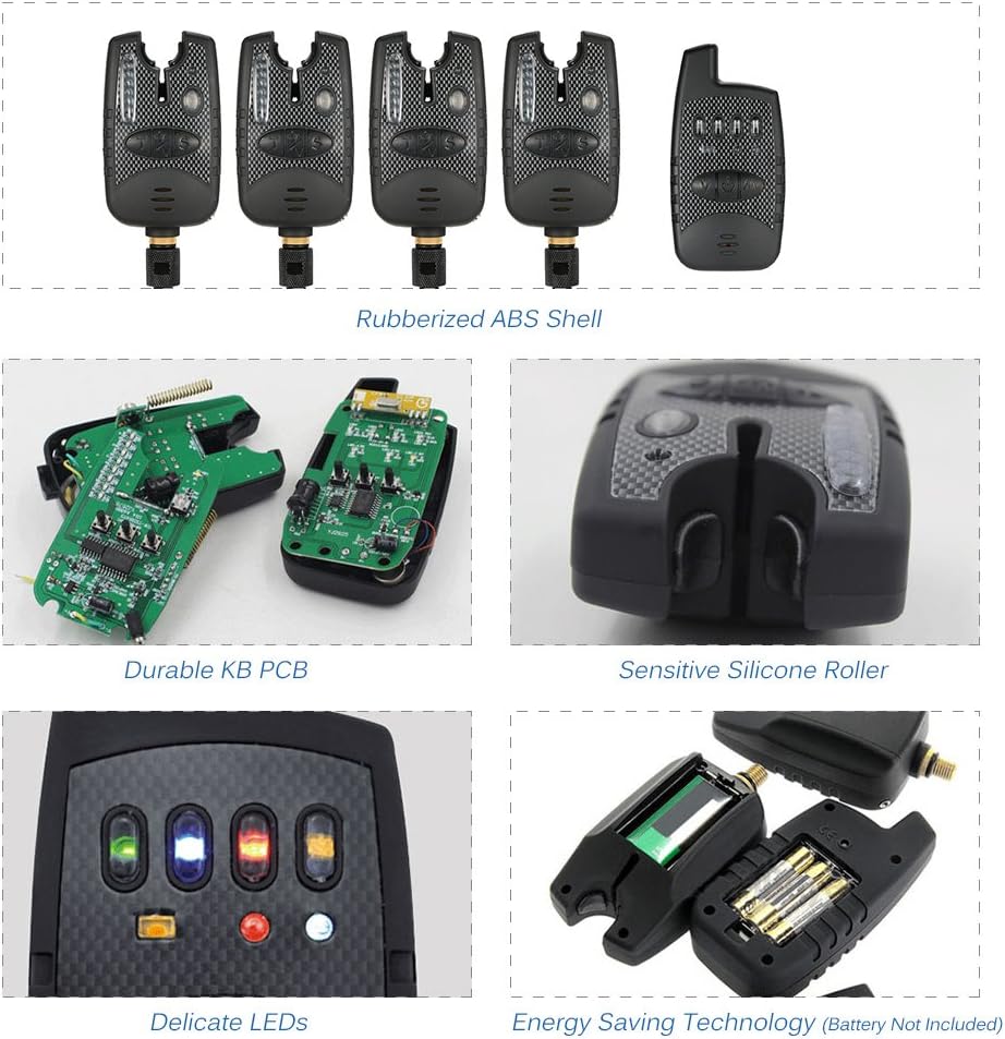 Lixada Alarma de Pesca Inalámbrico Digital Kit 2/3/4pcs Alarmas 1
