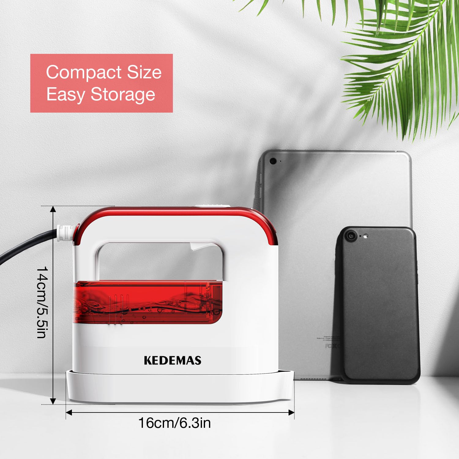 Steamer Iron for Clothes,Travel Mini Iron,1300W Clothes Steamer,Fast Wrinkle Removal with Large 100ml Tank,Ideal for All Fabrics,Compact and Portable Travel Garment Steamer (Red) ONLY FOR 120V