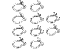 10Pcs Bow Shackle Grilletes Bow Shackle Anchor Load for M5, Ushape Metal Bow Type Ring Shackles Stainless Steel Decorative Bo