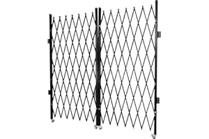 YIYIBYUS Double Folding Security Gate, 6-1/2' H x 12' W Security Door Gate Wall Mounted Scissor Gate Iron&Aluminum Alloy Accordion Security Gate 360° Rolling Barricade Gate Flexible Expanding Security Gate