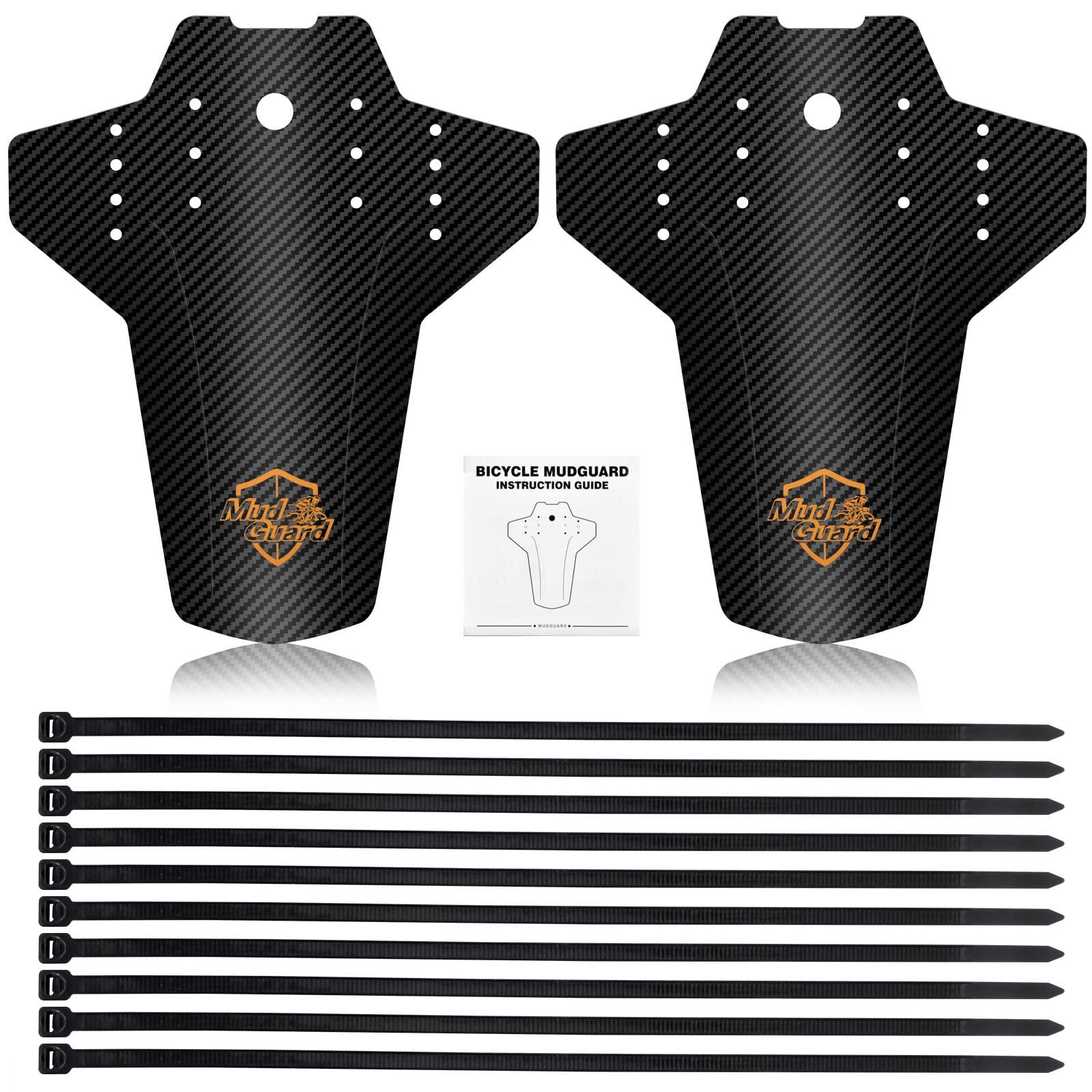 suchkawe Mountain Bike Fender Set, Bicycle Mudguards MTB Front and Rear Mudguards for Mountain Bike Mud Guards for Road Bike Set Including 10 Cable Ties
