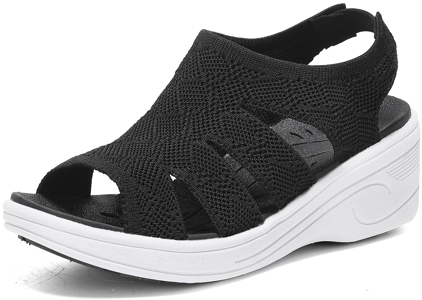 Photo 1 of YESWIN Womens Wedge Sandals Platform Walking Sandals Open Toe Ankle Elastic Strap Casual (Size unknown)