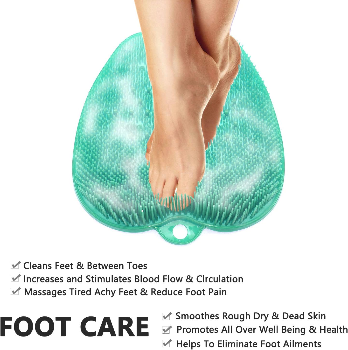 Newthinking Foot Scrubber Cleaner Massager, Shower Foot Massager Cleaner Brush with Non-Slip Suction Cups and Foot Acupressure Massage Mats for Foot Care, Foot Circulation & Reduces Foot Pain (Green): Health & Personal Care