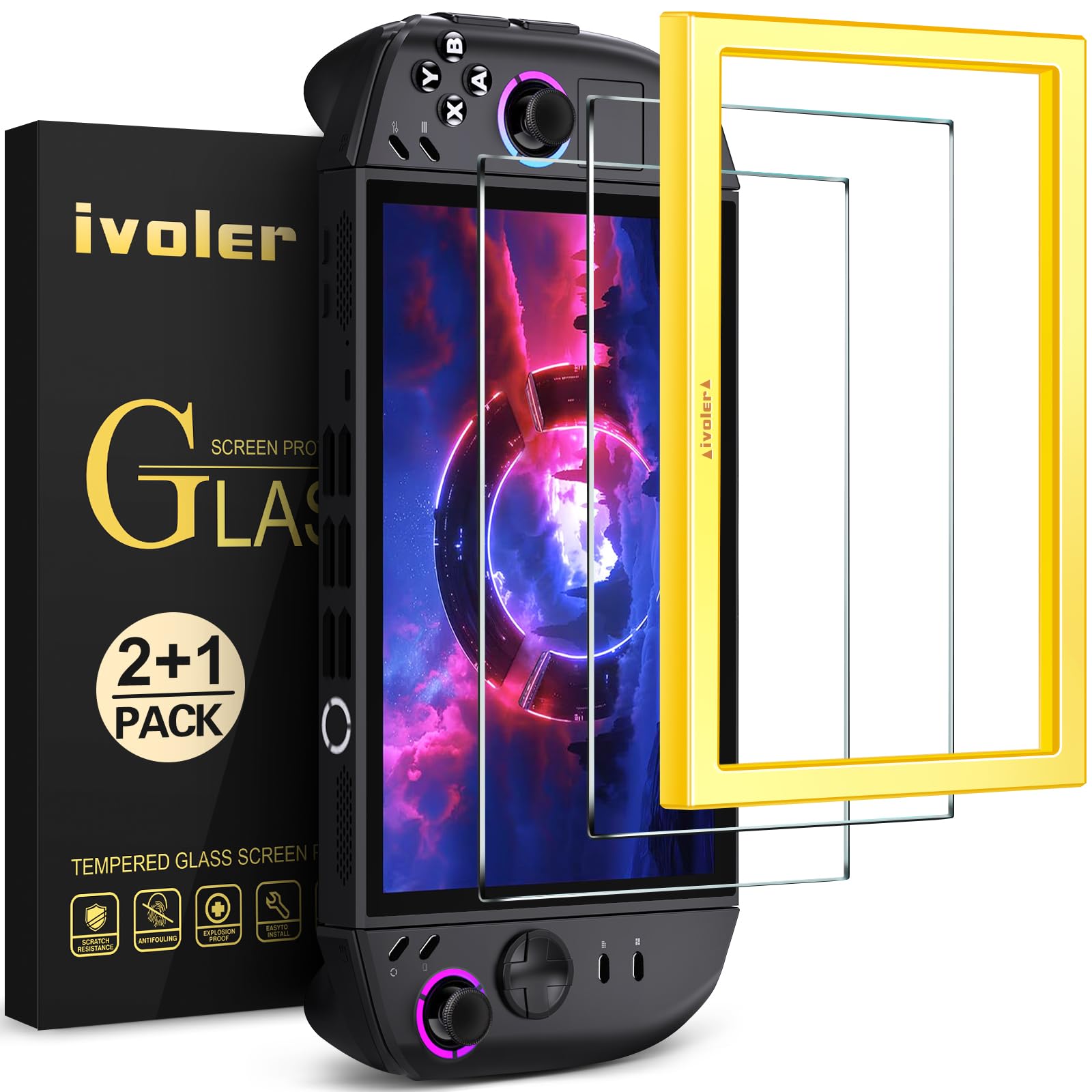 ivoler 2 Pack Screen Protector for Lenovo Legion Go Gen 2 8.8'' Handheld 2025 with Alignment Frame, Tempered Glass, 8.8 inch Full Coverage, Transparent Ultra HD, Anti-Scratch, Anti-Fingerprint