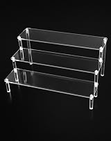 QWORK 2 Pack 3 Tier Clear Acrylic Display Stand 30x21x15cm 4mm Thickened view 2