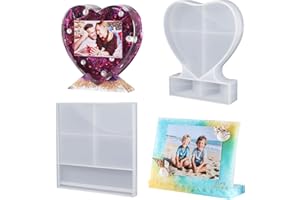 LET'S RESIN Picture Frame Resin Molds,Large Unique Silicone Molds for Photo Frame,Rectangle & Heart Shape Epoxy Molds for DIY Home Decor,Handmade Gifts