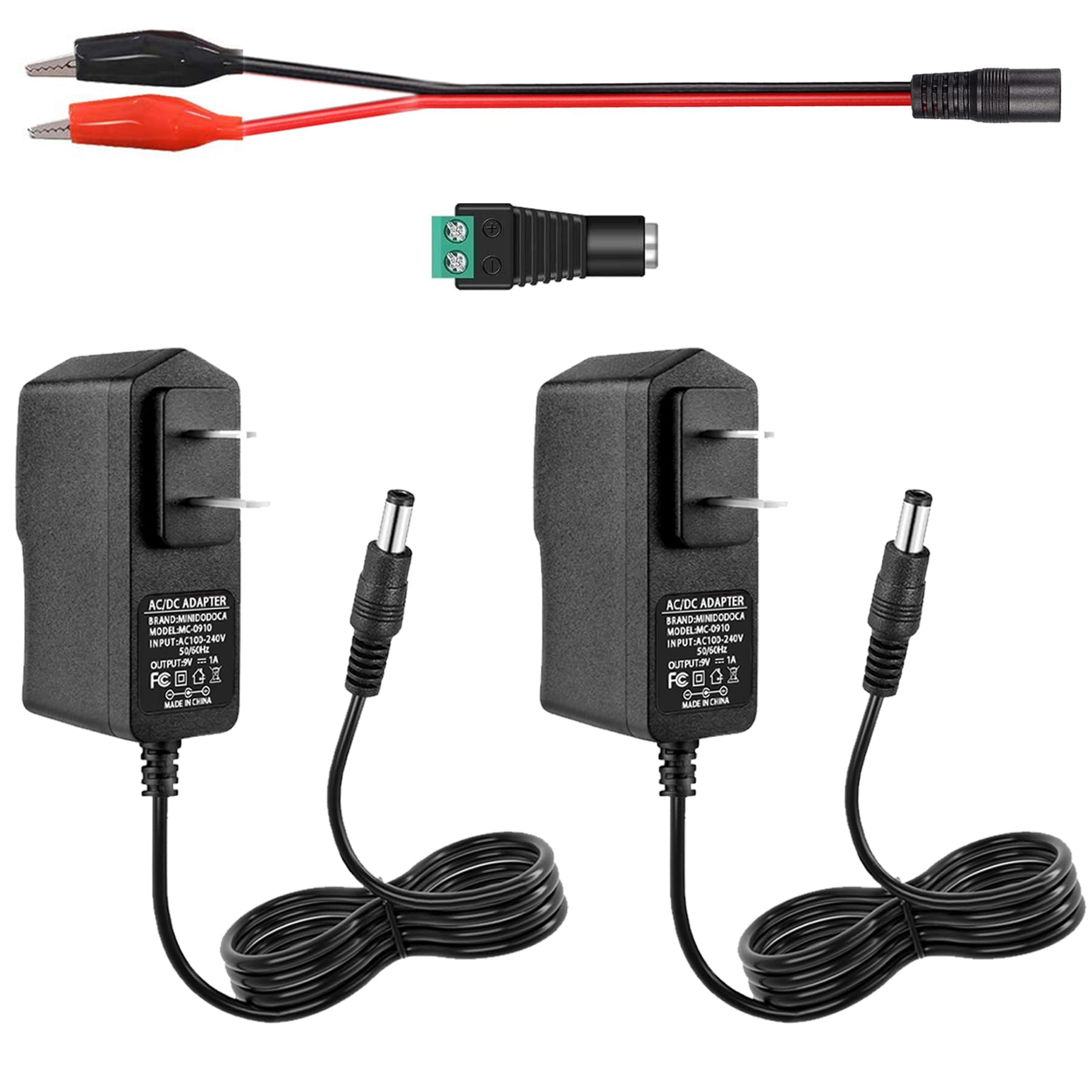 Photo 1 of Minidodoca 2PCS 9V 1A Power Supply Adapter, AC 100V-240V to DC 9V 1000mA Universal Switching Transformer, Switching Adapter, 9W AC to DC Converter for MP3, MP4, Routers, 5.5mm x 2.5mm Plug