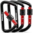 FresKaro 12kN Locking Carabiner Clips, Screw-Gate Lock, Heavy Duty 7075 Aluminium Material, Lightweight Easy Carry, Strong an