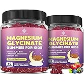 Kids Magnesium Gummies, - Magnesium Glycinate Gummies 400mg/200mg with L-Theanine, Chamomile, Vitamin B6, D3 for Kids, Relaxation & Zzz Support, Nerve Bone - Sugar Free Mixed Berry Flavor 120ct
