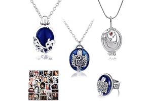 HJYZY 14 pcs The Vampire Diaries Sticker Elena Gilbert Opening Vervain Locket Pendant Necklace Daywalking Katherine Necklace Signet Damon's Ring Set