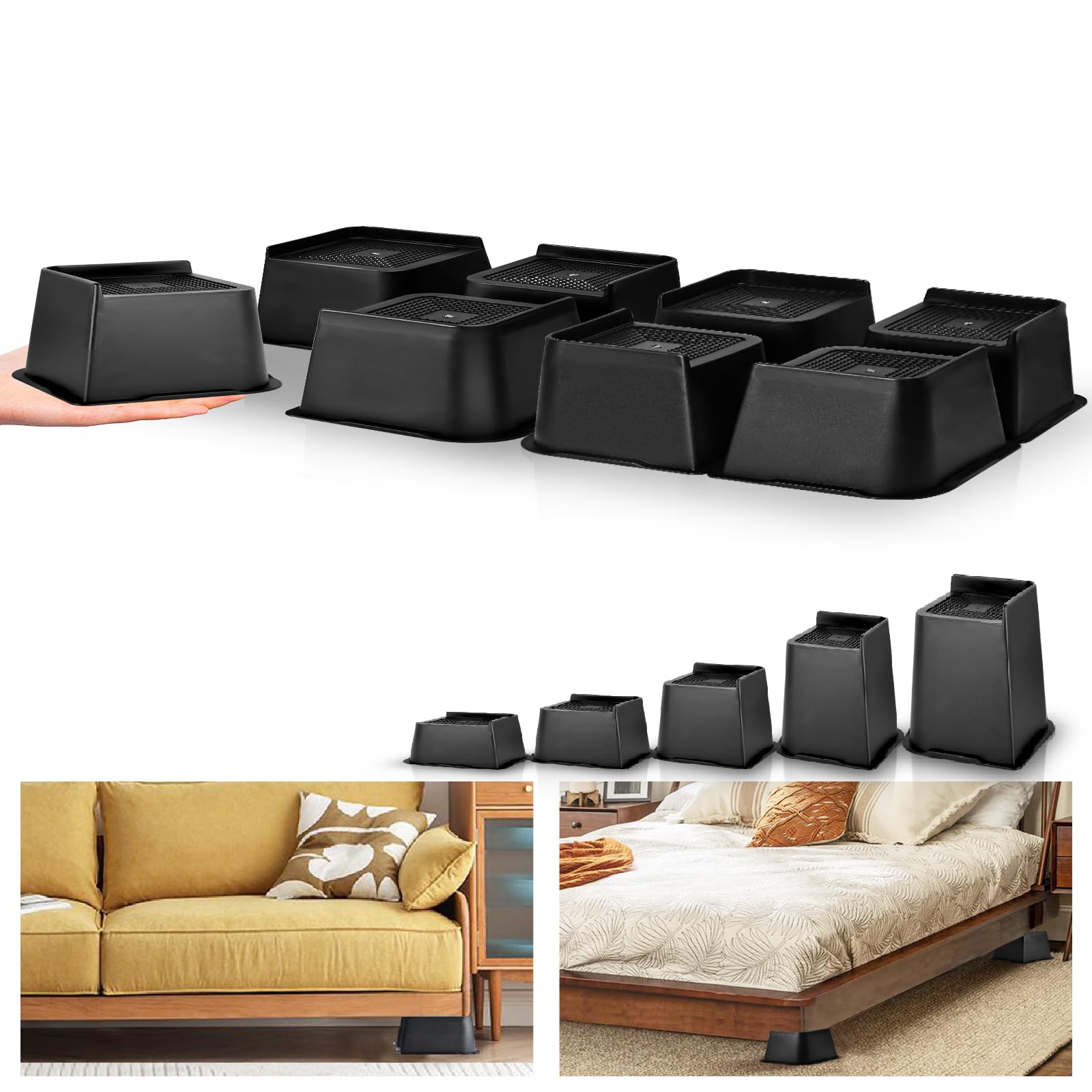 Two Inch Platform Riser shouwuhho Bed Risers 2 inch, 3 inch, 4 inch, 6 inch, 8 inch, Oversized ...