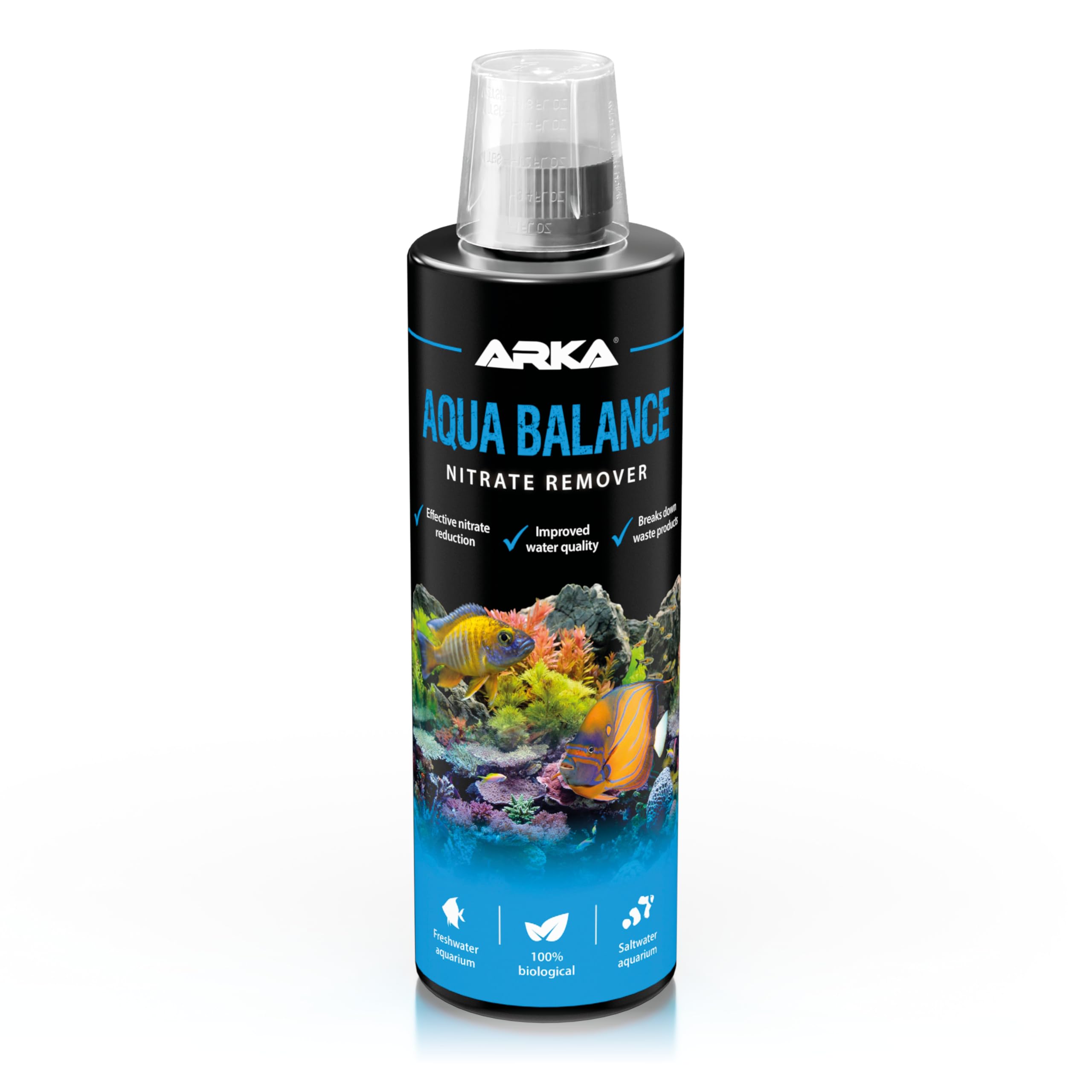 Nitrate remover aquarium – ARKA Aqua Balance 473 ml – biologically reduces nitrate, algae & water cloudiness – supports stable water quality & fish health – for freshwater & marine tanks