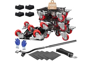 ACNOYEL Furniture Dolly with 5 Wheels & Furniture Sliders Lifter Set, Heavy Duty Furniture Movers for Moving Heavy Furniture and Appliances, 3000 Lbs Capacity, 360° Rotating Wheels & Side Brake