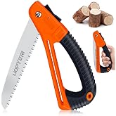 Folding Hand Saw 8 Inch with Safety Hand Guard, Heavy Duty Pruning Saw for Tree Trimming &amp; Camping, High Carbon Steel Triple-Cut Razor Teeth for Wood, PVC, Bone, Survival Gear