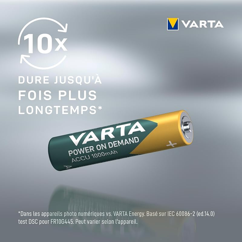 Piles rechargeables AAA, lot de 4, Recharge Accu Power, 1000 mAh Ni-MH, sans effet mémoire, préchargées, prêtes à l'emploi