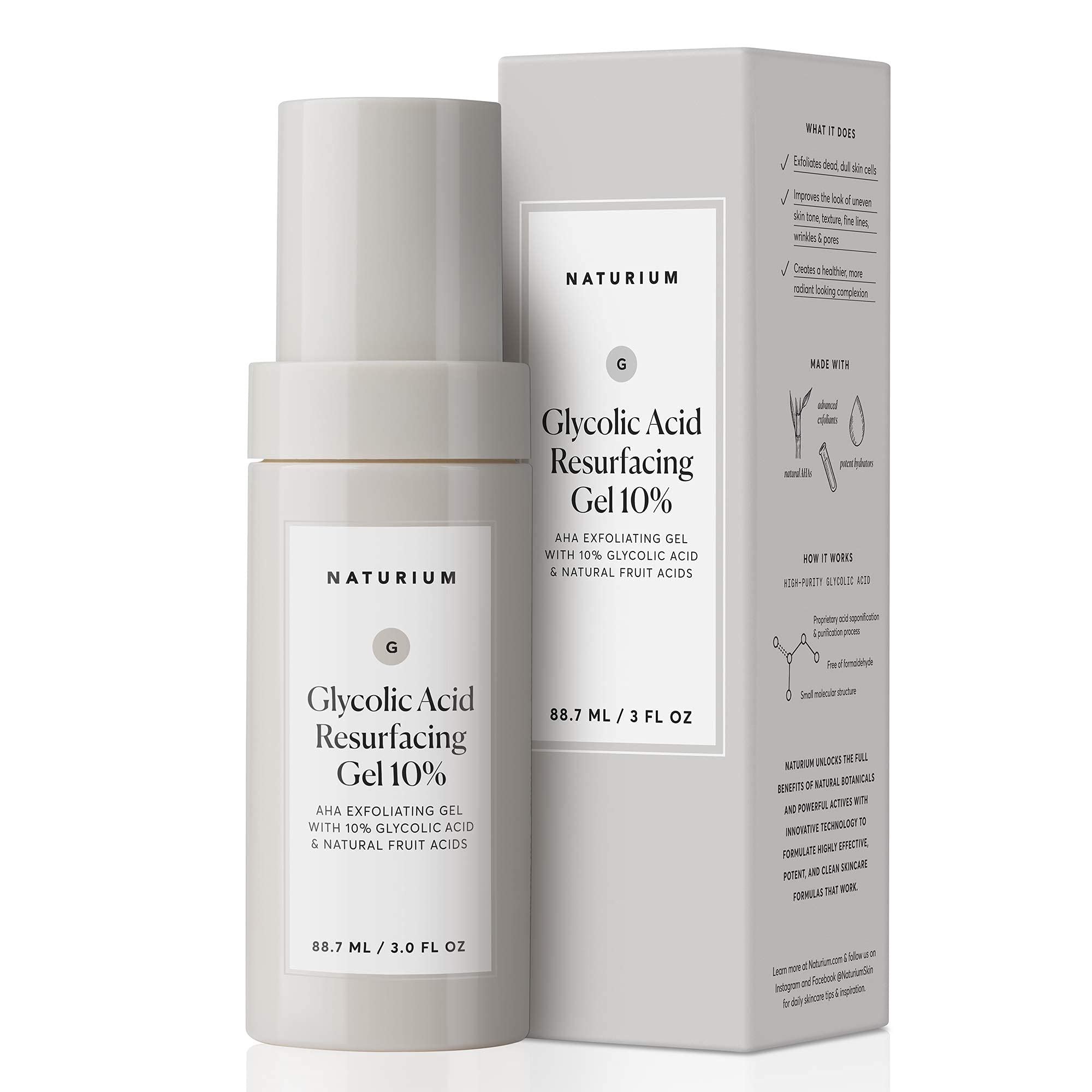 Photo 1 of Naturium Glycolic Acid Resurfacing Gel 10%, AHA Exfoliating Gel with Natural Fruit Acids, 3.0 oz